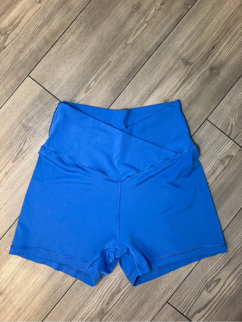 aerie High-Rise Crossover Bike Shorts in Royal Blue size large